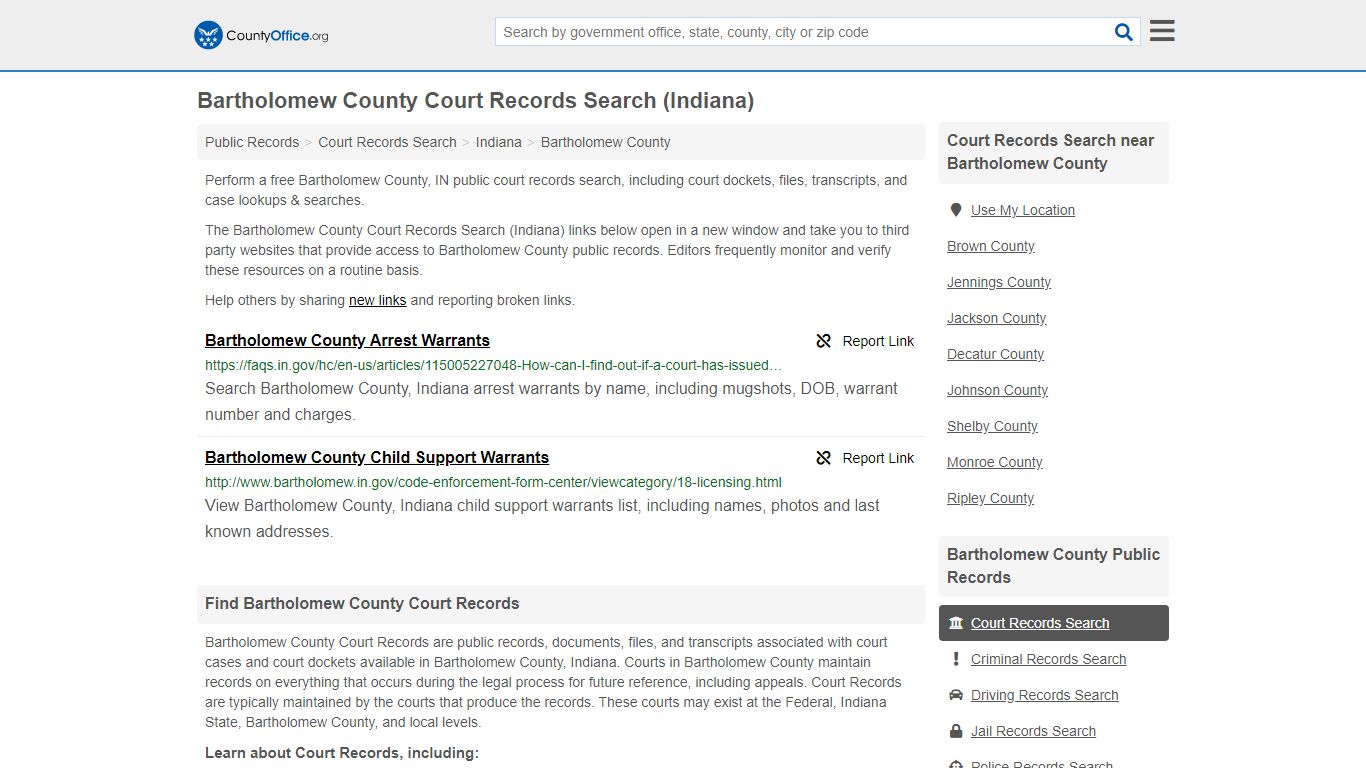 Court Records Search - Bartholomew County, IN (Adoptions ...